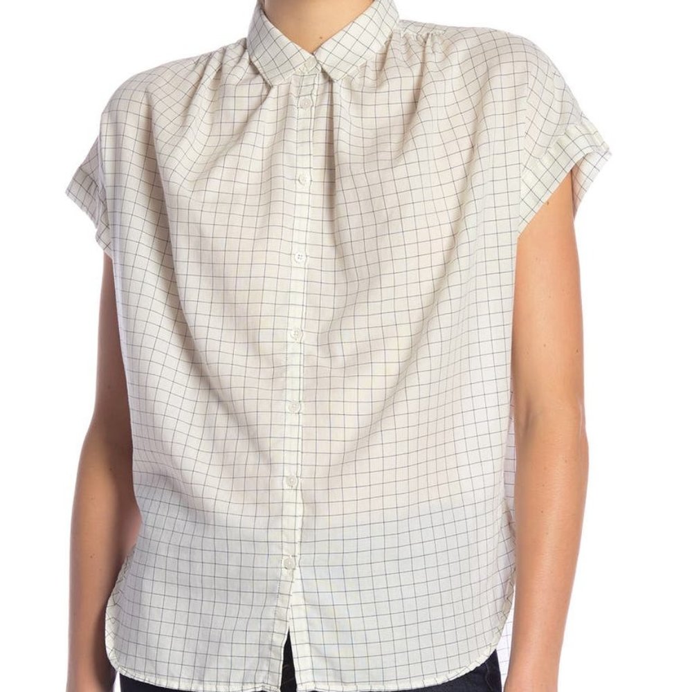 NWOT Madewell Windowpane Button Down Blouse